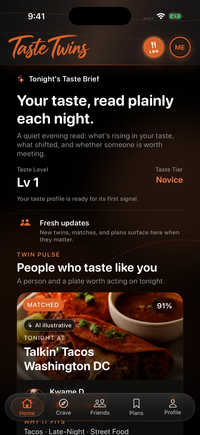 Native Home screen in Ember with sample content