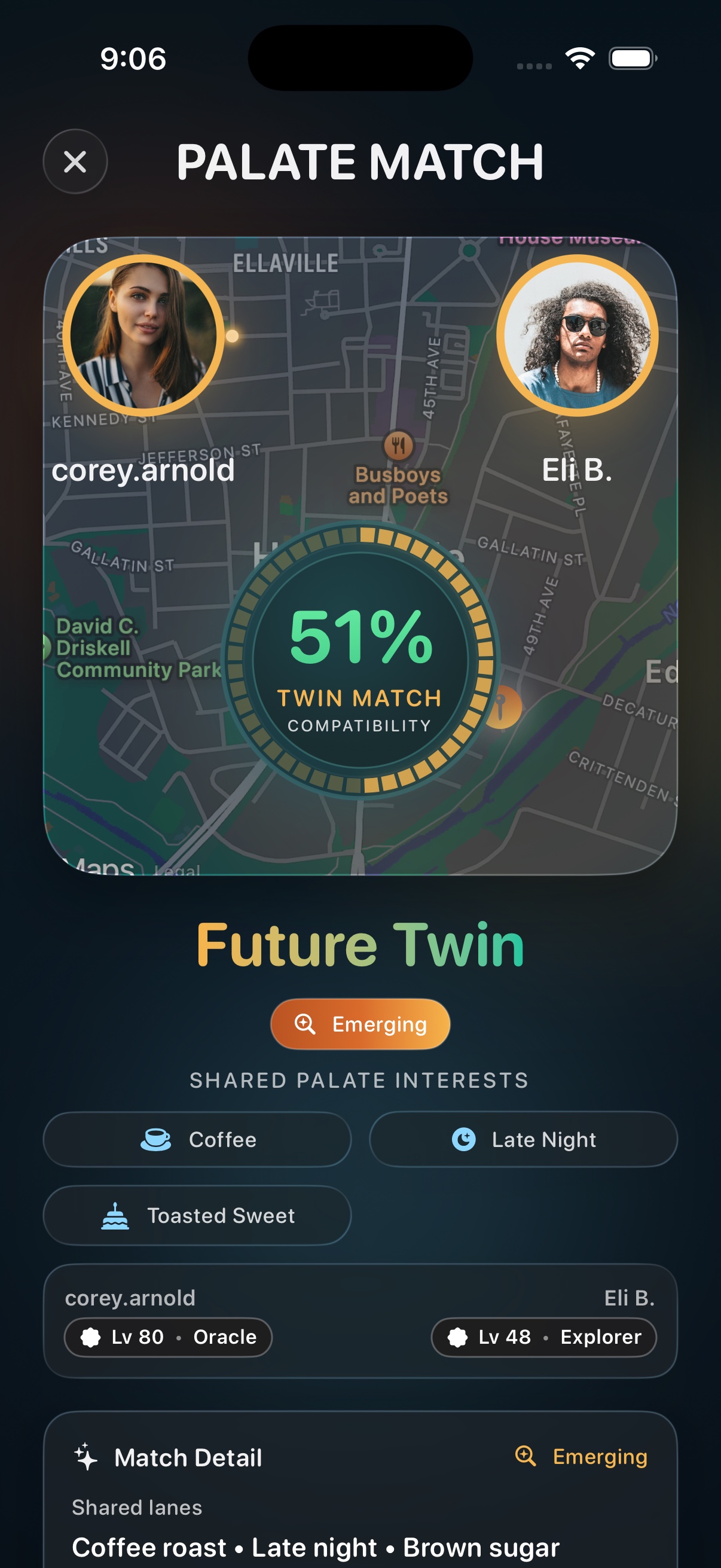 51 percent coffee and late night future Twin Match