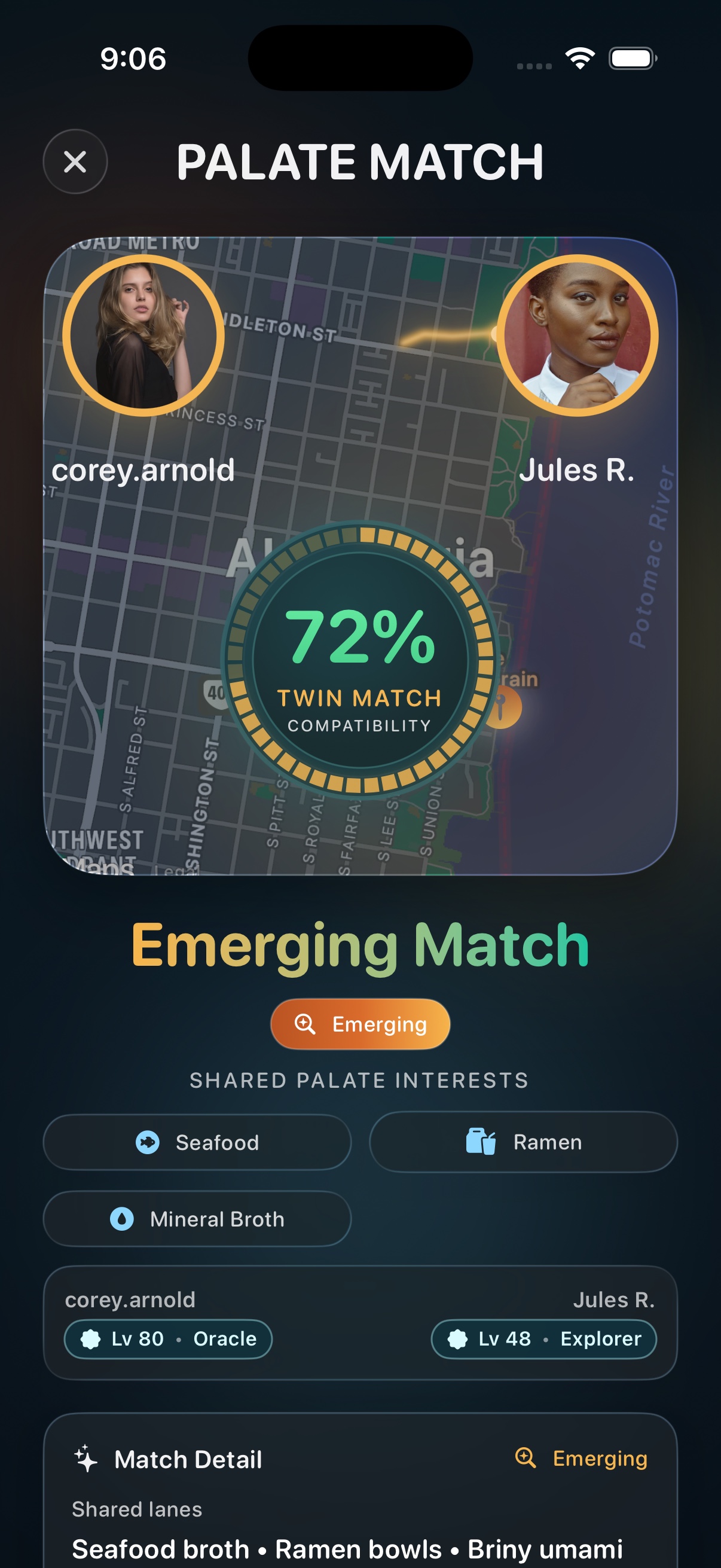 72 percent seafood and ramen emerging Twin Match